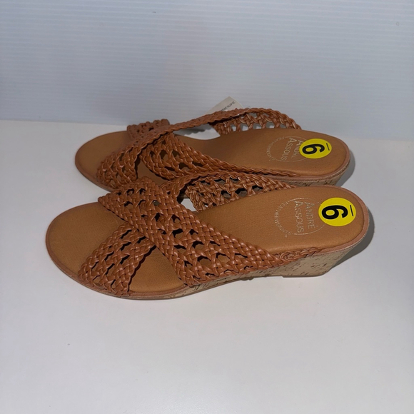 André Assous Bryana Women’s Woven Wedge Sandals Brown Size 9 M NEW - Picture 8 of 13